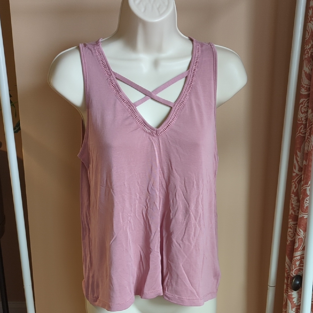 American Eagle Pink Crisscross Tank Top